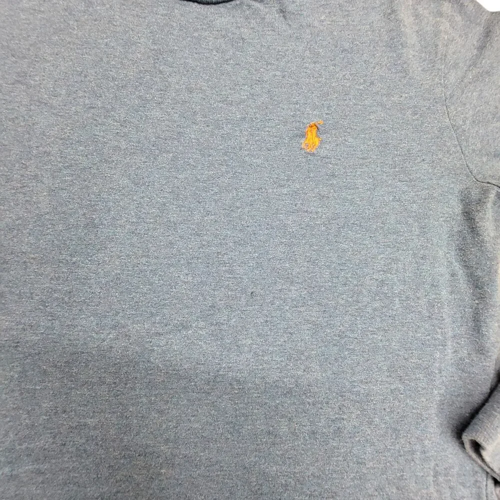 Polo Ralph Lauren Mens Large Blue Heather Long Sleeve Crewneck T-Shirt Pony